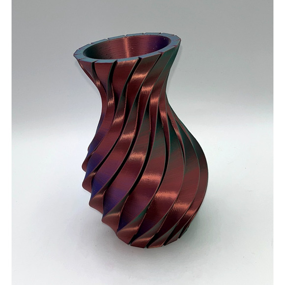 3D Printed Swirled Modern Flower Vase Multi Color Metallic Purple Pink Blue OOAK - Picture 7 of 16